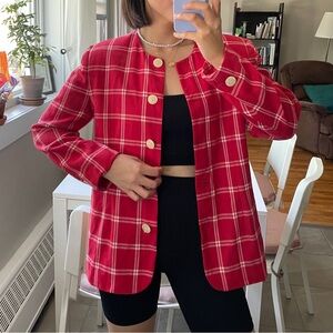 Vintage Wool Red Plaid Jacket